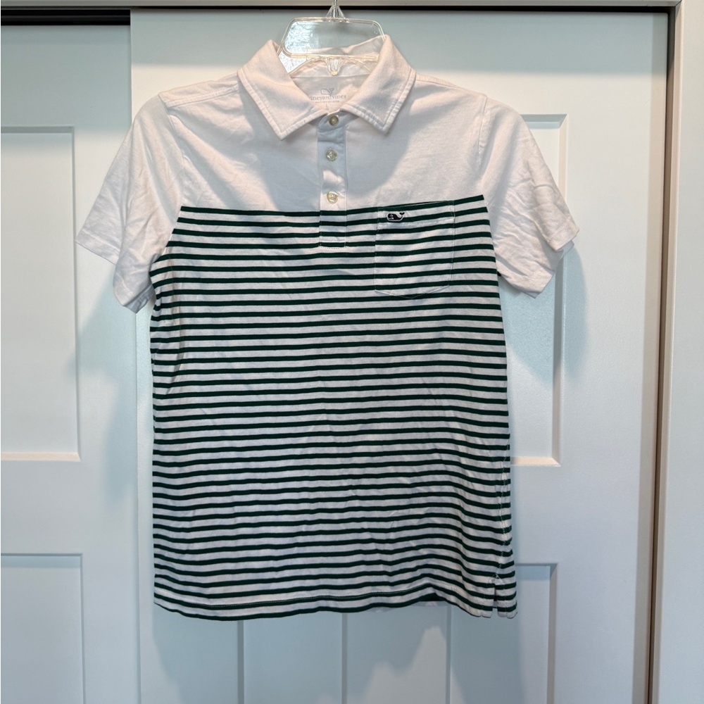 Vineyard Vines Striped Polo Shirt with Whale Logo-Size L (16)